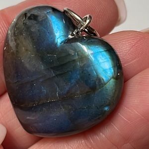 Labradorite Crystal Sterling Silver Heart Pendant